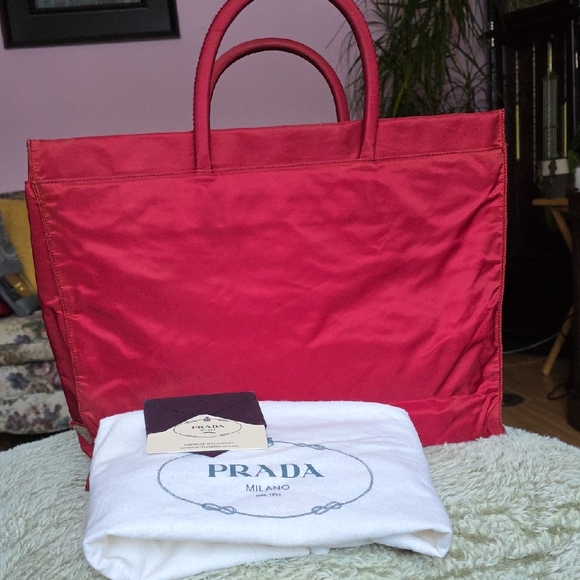 Prada Handbags - Prada Vibrant Red Tote Bag